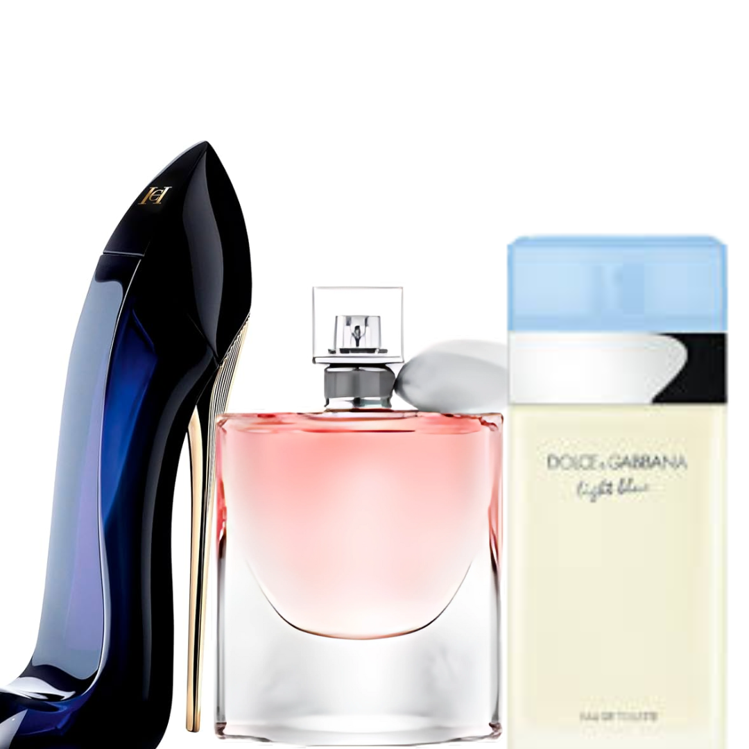 PROMO 3 X 1     GOOD GIRL + LA VIDA ES BELLA + LIGHT BLUE MUJER