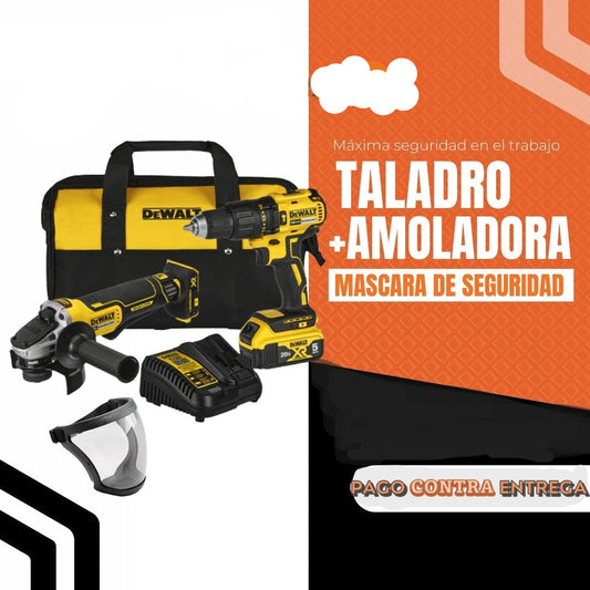 TALADRO + AMOLADORA + MASCARA DE SEGURIDAD